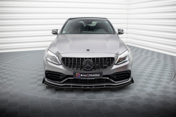 Street Pro Front Ansatz + Flaps Für Mercedes-AMG C63 Limousine / Kombi W205 Facelift Schwarz Hochgla
