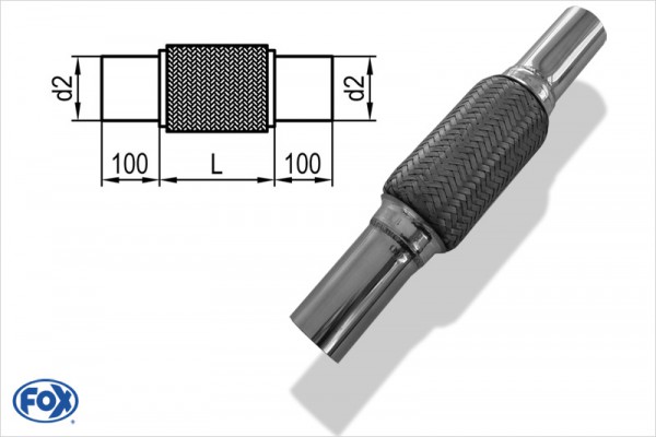 Flexibles Rohr Interlock - Ø76mm - Länge: 200mm + Stutzen Innenleben besteht aus Edelstahlwellrohr
