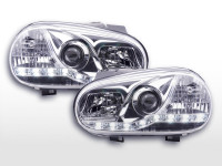 Daylight LED Scheinwerfer Set chrom passend für VW Golf 4 97-03 Daylight LED Scheinwerfer Set chrom passend für VW Golf 4 97-03