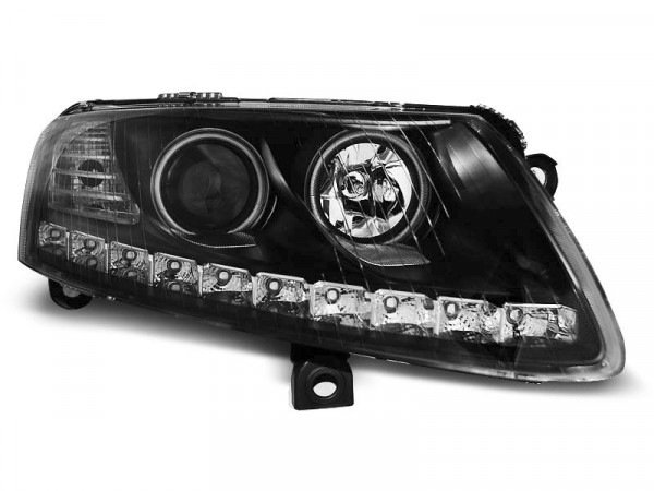Scheinwerfer Angel Eyes LED Black passend für Audi A6 C6 04.04-08