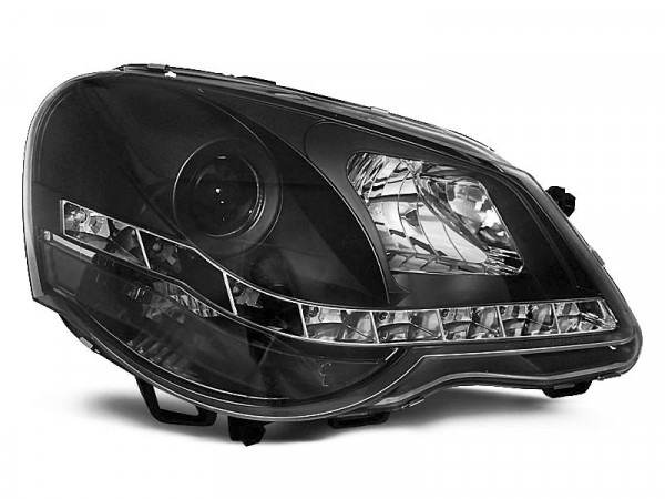 Scheinwerfer Tageslicht schwarz passend für VW Polo 9n3 04.05-09