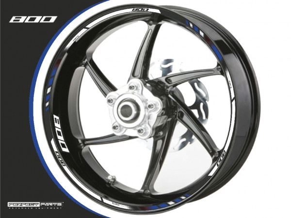 Felgenrandaufkleber blau-weiß passend für 800 ccm 17 Zoll