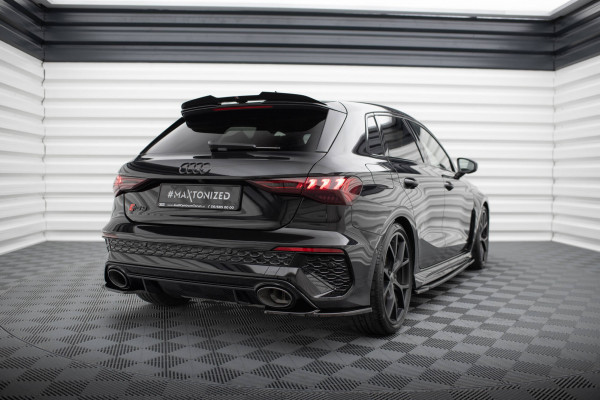 Heck Ansatz Flaps Diffusor V.1 Für Audi RS3 Sportback 8Y Schwarz Hochglanz