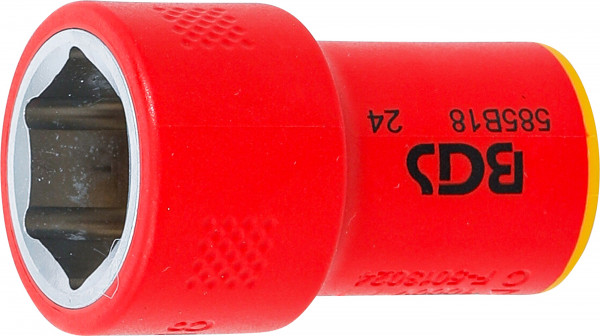 VDE-Steckschlüssel-Einsatz Sechskant | Antrieb Innenvierkant 10 mm (3/8") | SW 18 mm
