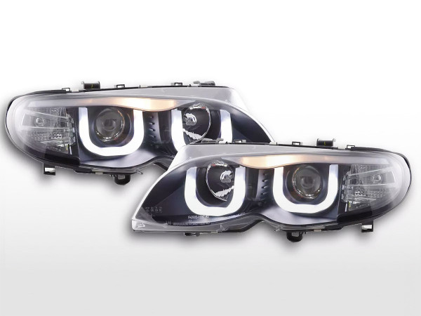 Scheinwerfer Set Daylight LED TFL-Optik BMW 3er E46 Limo/Touring 02-05 schwarz