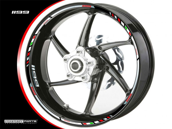 Felgenrandaufkleber passend für Ducati Panigale 1199 rot-weiß