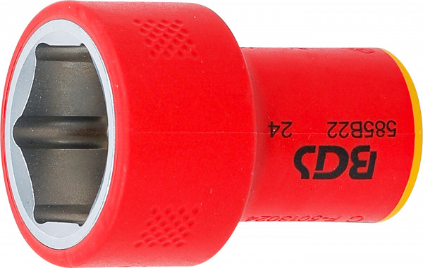 VDE-Steckschlüssel-Einsatz Sechskant | Antrieb Innenvierkant 10 mm (3/8") | SW 22 mm