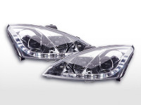Scheinwerfer Set Daylight LED TFL-Optik chrom passend für Ford Focus 1 (C170) 01-04 Scheinwerfer Set Daylight LED TFL-Optik chrom passend für Ford Focus 1 (C170) 01-04