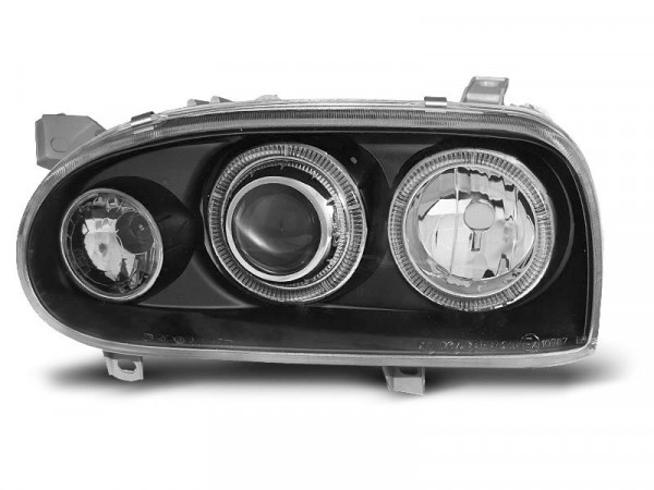 Scheinwerfer Angel Eyes schwarz passend für VW Golf 3 09.91–08.97
