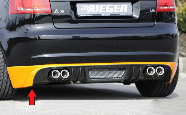 Rieger Heckschürzenansatz carbon look für Audi A3 (8P) Cabrio 07.08- (ab Facelift)