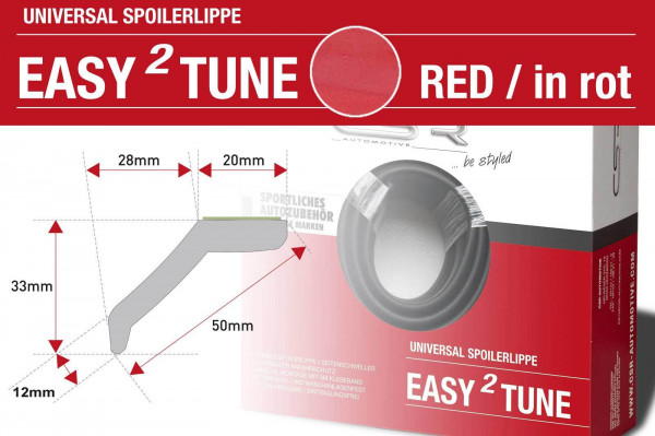 easy²tune Universal Spoilerlippe zum ankleben in Rot ZB131-R