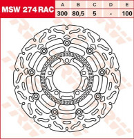 TRW Bremsscheibe schwimmend MSW274RAC passend für Kawasaki TRW Bremsscheibe schwimmend MSW274RAC passend für Kawasaki