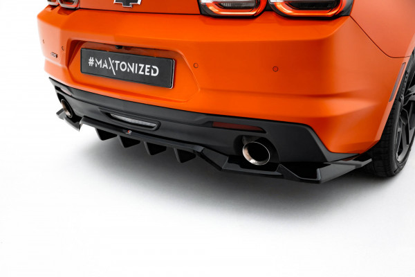 Mittlerer Cup Diffusor DTM Look Heck Ansatz Für Chevrolet Camaro SS Mk6 Facelift Schwarz Hochglanz