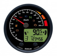 ACEWELL Analog Tacho 260 Km/h mit digitalem Drehzahlmesser und schwarzem Gehäuse ACEWELL Analog Tacho 260 Km/h mit digitalem Drehzahlmesser und schwarzem Gehäuse