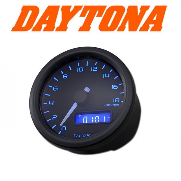 Daytona Digital-DZM "Velona" | schwarz | Ø 60mm bis 18.000 U/min | Öl/Wasser/Uhr | blaue Beleucht.