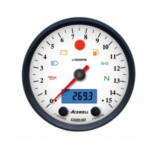 ACEWELL Analog DZM 15000rpm Digital Tacho schwarz weiß Gehäuse