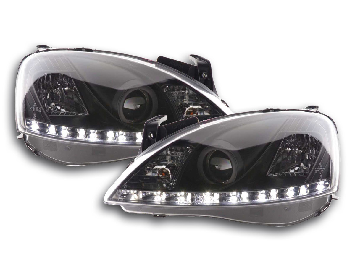 LED Angel Eyes Scheinwerfer für Opel Corsa C 01-06 schwarz