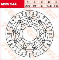 Bremsscheibe schwimmend MSW244 passend für Honda CB 900 F Hornet SC48 Bremsscheibe schwimmend MSW244 passend für Honda CB 900 F Hornet SC48