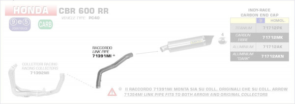71391MI-Arrow Zwischenrohr, Zentral Honda CBR 600 RR 09-12