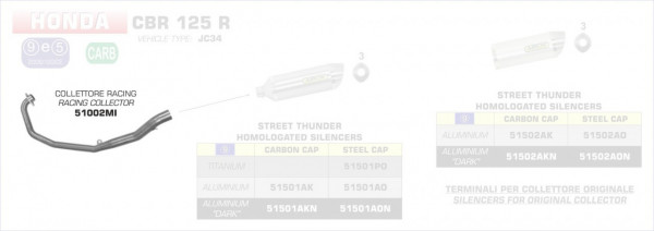 Arrow Racing Krümmer passend für Honda CBR 125 R 07-10