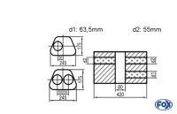 FOX Uni-Schalldämpfer Trapezoid zweiflutig mit Kammer aus Edelstahl FOX Uni-Schalldämpfer Trapezoid zweiflutig mit Kammer aus Edelstahl