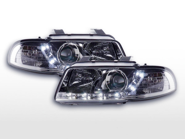 Scheinwerfer Set Daylight LED TFL-Optik Audi A4 Typ B5 95-99 chrom