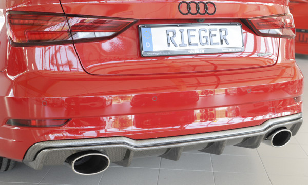 Rieger Heckeinsatz carbon look für Audi A3 (8V) 5-tür. (Limousine 8VS) 09.16- (ab Facelift)