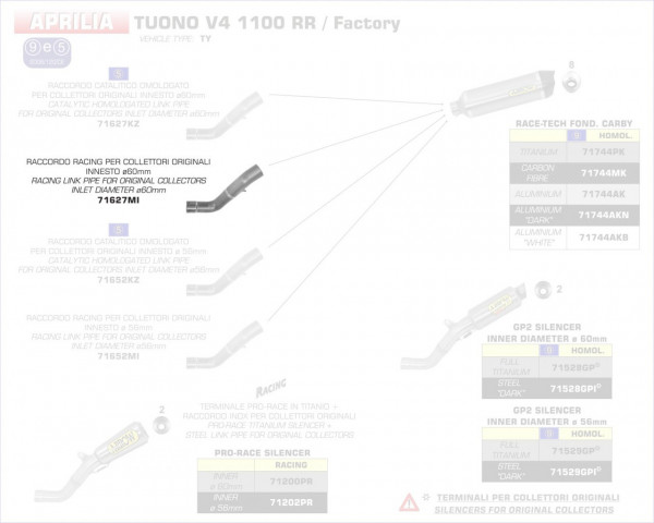 71627MI-Arrow Zwischenrohr Für Originalkrümmer Aprilia TUONO V4 1100 15-16