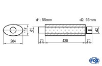 FOX Uni-Schalldämpfer oval aus Edelstahl 420mm FOX Uni-Schalldämpfer oval aus Edelstahl 420mm