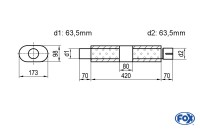 FOX Uni-Schalldämpfer oval mit Kammer + Stutzen 450mm Edelstahl FOX Uni-Schalldämpfer oval mit Kammer + Stutzen 450mm Edelstahl