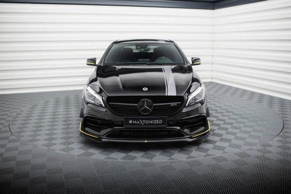 Front Ansatz V.3 Für Mercedes-AMG CLA 45 Aero C117 Facelift Schwarz Hochglanz