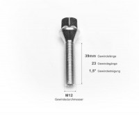 TA Technix Radschraube M12 x 1.5 x 39 KE TA Technix Radschraube M12 x 1.5 x 39 KE