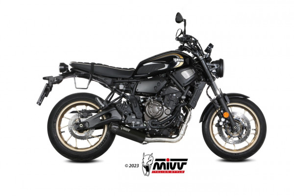 MIVV HR-1 Edelstahl Schwarz, Lange Carbonendkappe YAMAHA XSR 700 21-24