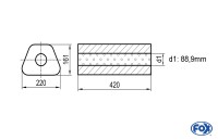 FOX Uni-Schalldämpfer Trapezoid ohne Stutzen Edelstahl FOX Uni-Schalldämpfer Trapezoid ohne Stutzen Edelstahl