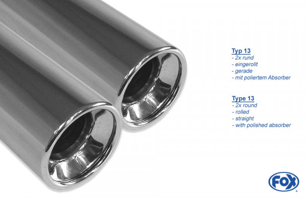 Audi S3 Typ 8L Endschalldämpfer Ausgang rechts/links Ø 63,5mm - 2x76 Typ 13 rechts/links