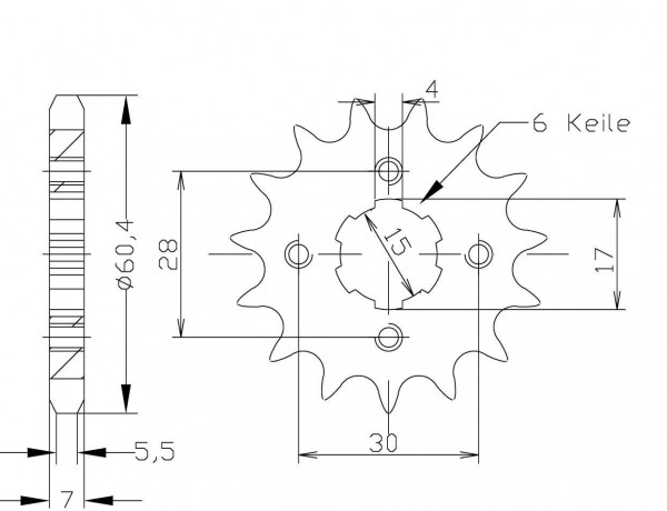 Ritzel 15 Zähne Teilung 428