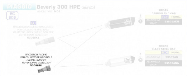 Arrow Verbindungsrohr passend für Piaggio Beverly 300 HPE ab 2021