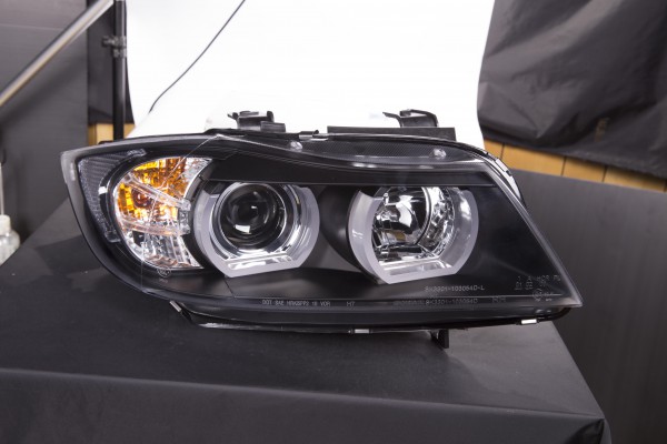 Scheinwerfer Set Daylight LED TFL-Optik BMW 3er E90/E91 Bj. 05-08 schwarz