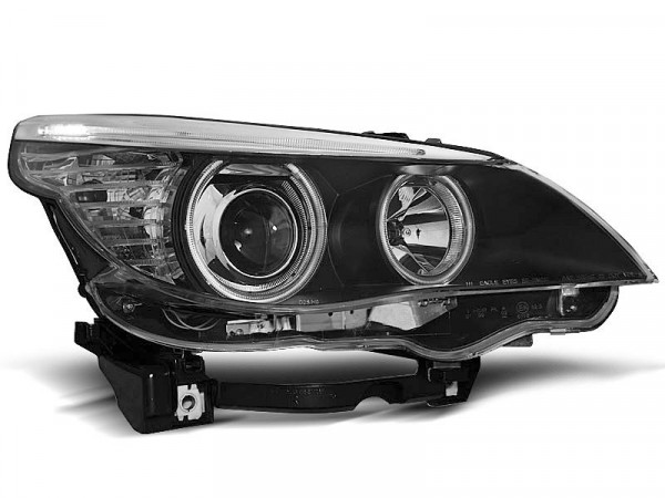 LED Angel Eyes Scheinwerfer für BMW 5er E60/E61 03-07 schwarz