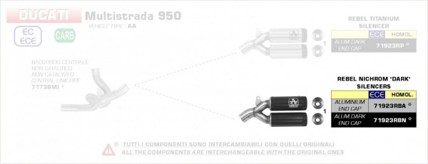 Arrow Rebel Black Inox Auspuffanlage passend für Ducati Multistrada 950 (2019-2020)