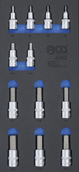 Werkstattwageneinlage 1/3: Bit-Einsatz-Satz | Innensechskant | 12,5 mm (1/2") | 12-tlg.