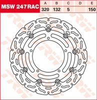 Bremsscheibe schwimmend MSW247RAC passend für Yamaha Modelle Bremsscheibe schwimmend MSW247RAC passend für Yamaha Modelle
