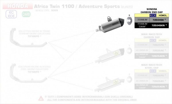 Arrow Sonora Titan Schwarz HONDA CRF 1100L Africa Twin/Adv. Sports 20-21