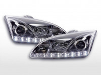 Scheinwerfer Set Daylight LED TFL-Optik passend für Ford Focus 05-08 chrom Scheinwerfer Set Daylight LED TFL-Optik passend für Ford Focus 05-08 chrom
