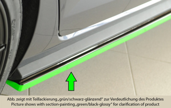 Rieger Seitenschweller rechts ansatz glanz schwarz für VW Polo (AW) R-Line 5-tür. 06.17-05.21 (bis F