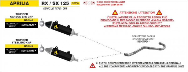 ARROW Racing Krümmer passend für Aprilia RX-SX 125