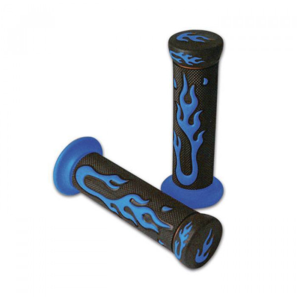 Griffe ATV Gummi "Flame", schw.-blau, geschl, 22mm L=130 mm*