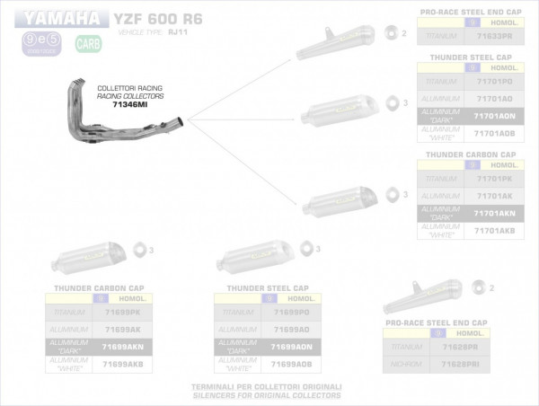 Arrow Racing Krümmer passend für Yamaha YZF 600 R6 06-07