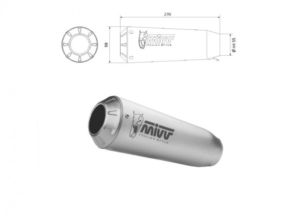 MIVV Universal Schalldämpfer rechts X-M1 Edelstahl 55mm
