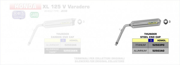 Arrow Endschalldämpfer Off-Road Thunder Alluminium, Homologiert Honda XL 125 V V